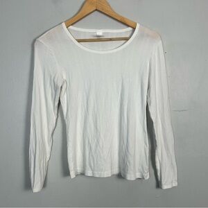 HANRO white long sleeve fitted ribbed size small
